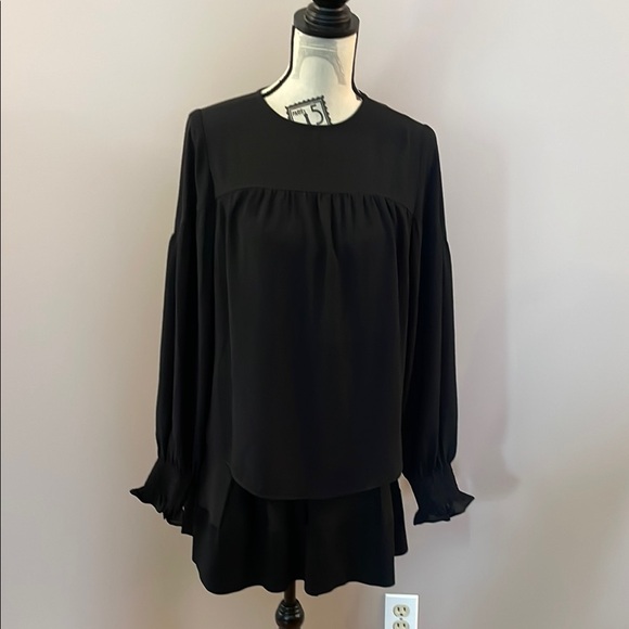 RW&CO Black Ruffled Long Sleeve Blouse - Picture 1 of 8